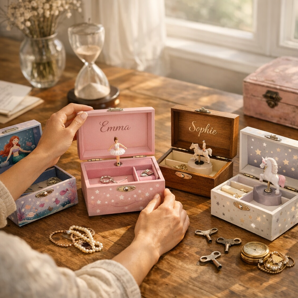 Choisir une boîte à bijoux musicale personnalisée : prénom, thème et durée de vie