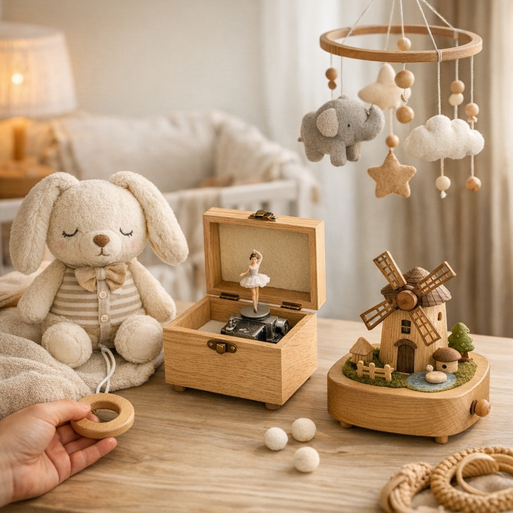 Peluche musicale, coffret en bois, mobile ou moulin : quel format pour quel usage ?