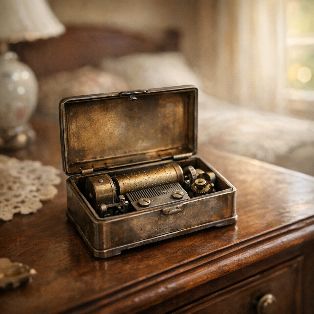 Une boîte à musique en métal vintage mérite d’être écoutée
