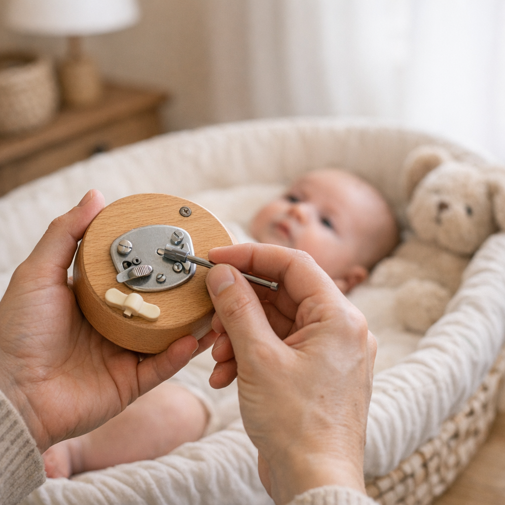 Les vérifications prudentes avant d’utiliser une boîte à musique avec un bébé