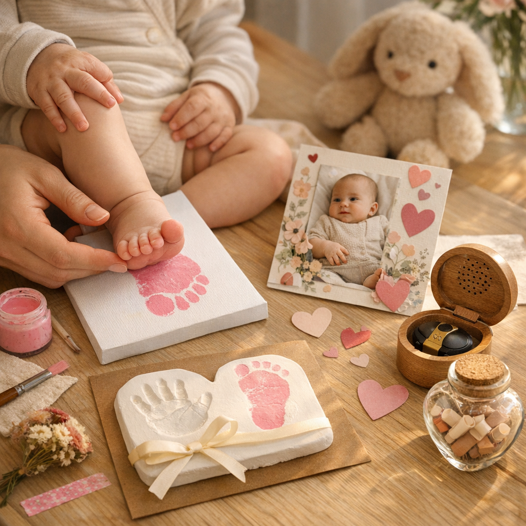 Cadeaux à réaliser avec bébé : empreintes, papier et petit souvenir sonore