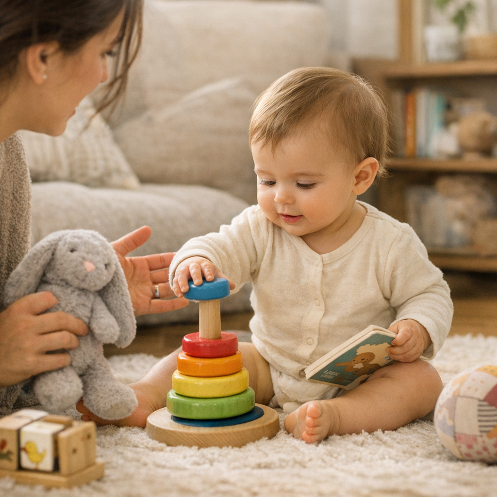 Langage, compréhension et éveil&nbsp;: stimuler bébé à 9 mois sans le surcharger
