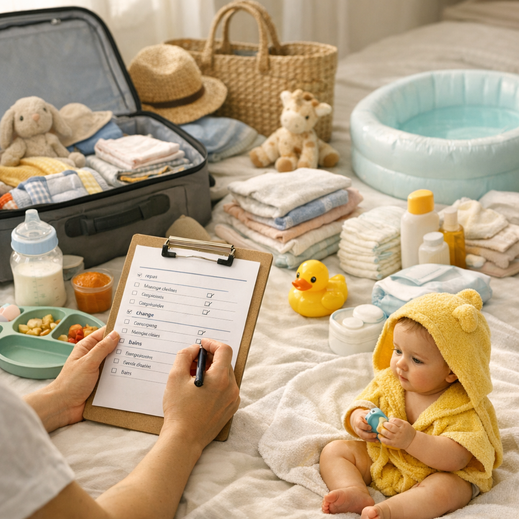 Pour les repas, le change et les bains : adapter la checklist à l’âge de bébé