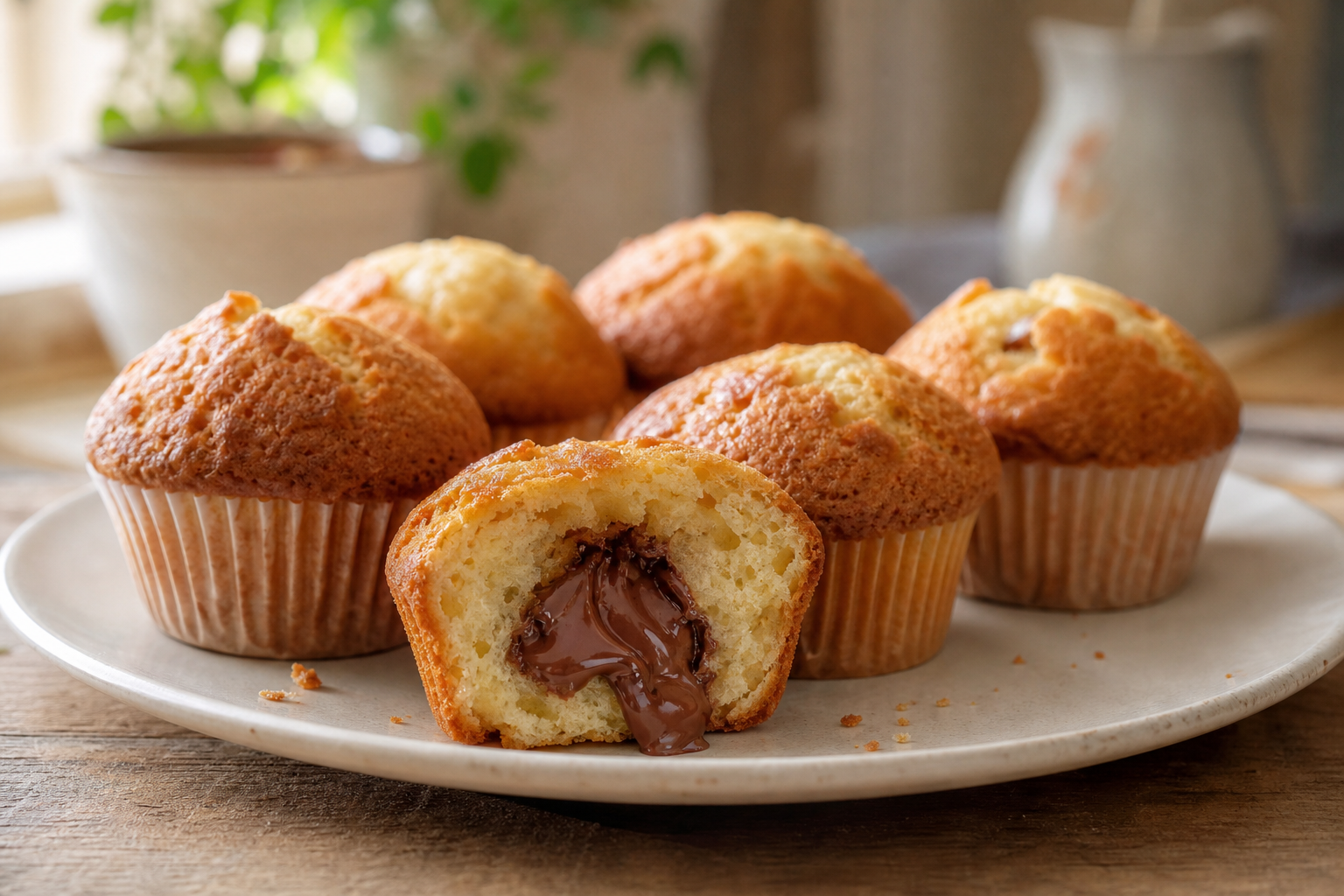 Les muffins au Nutella et au yaourt ont un cœur fondant