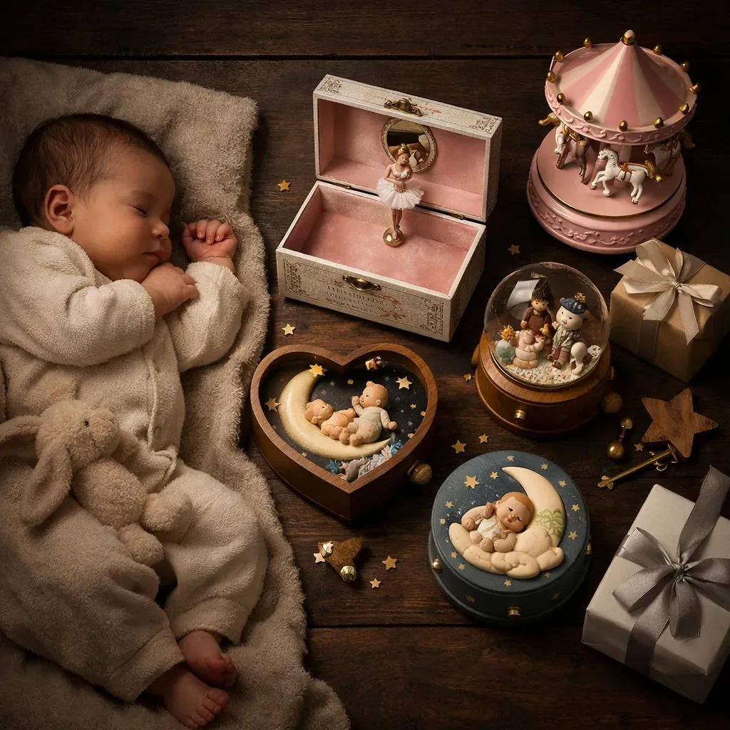 Offrir une boîte à musique en cadeau à un bébé apaise sans encombrer