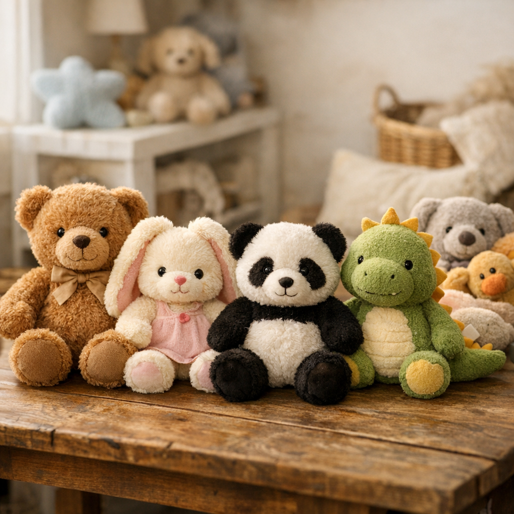 Prénoms de peluche par animal : ours, lapin, panda, dinosaure et autres doudous