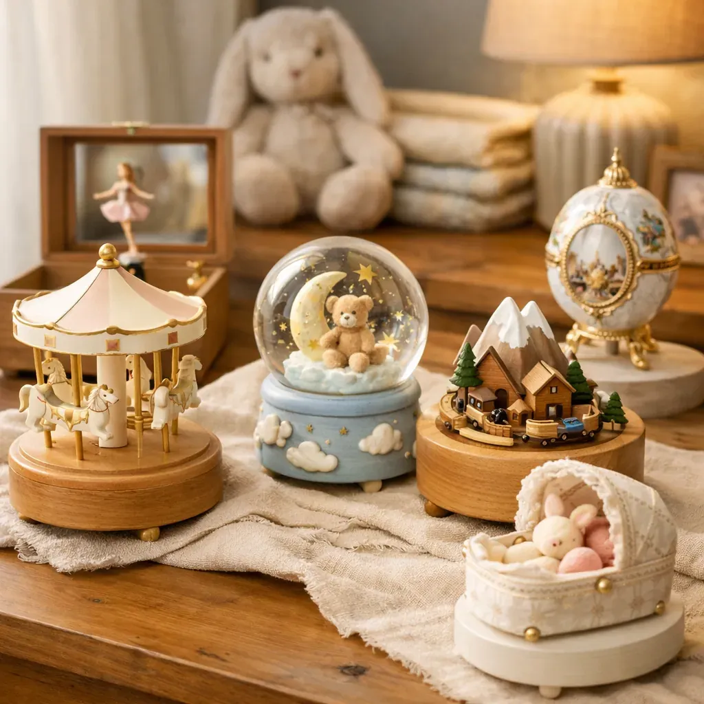 Une boîte à musique en cadeau de naissance : douce et durable